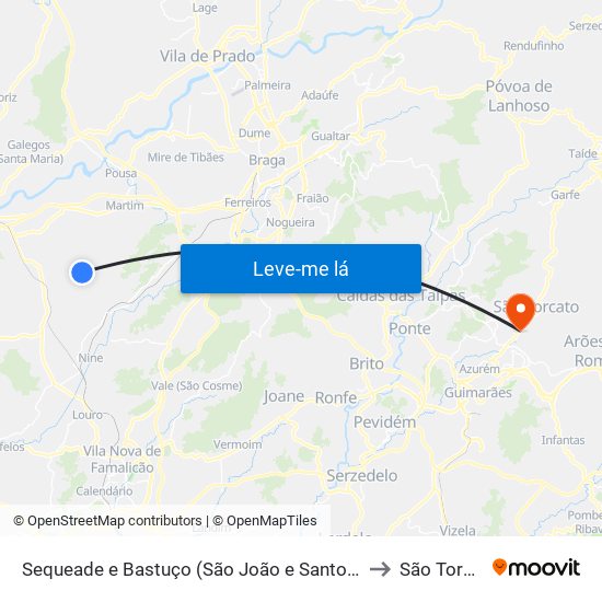 Sequeade e Bastuço (São João e Santo Estêvão) to São Torcato map