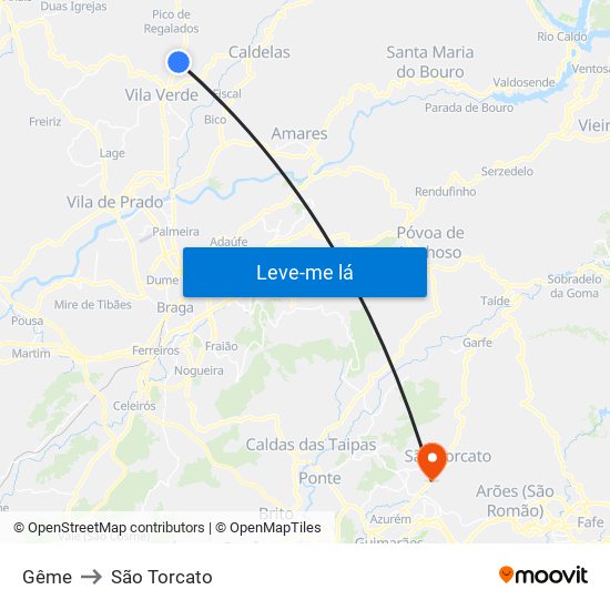 Gême to São Torcato map