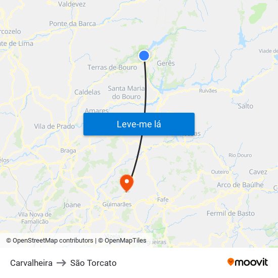 Carvalheira to São Torcato map