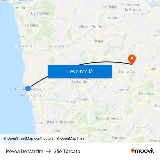 Póvoa De Varzim to São Torcato map