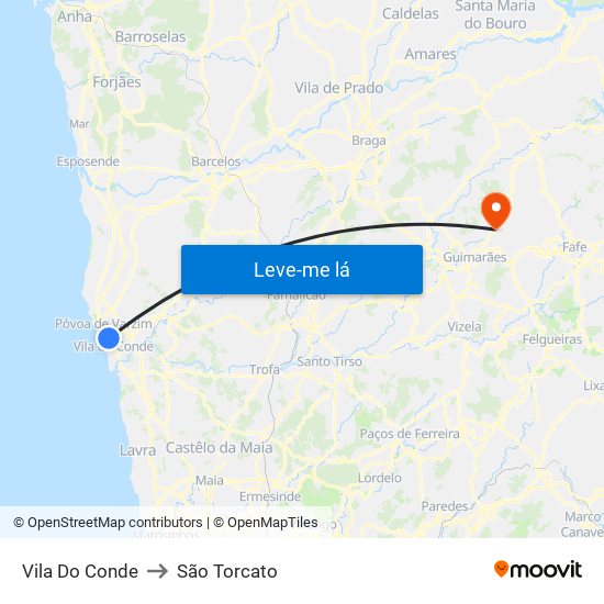 Vila Do Conde to São Torcato map