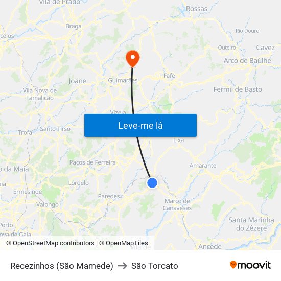 Recezinhos (São Mamede) to São Torcato map