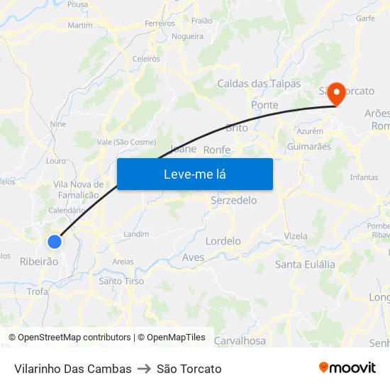 Vilarinho Das Cambas to São Torcato map