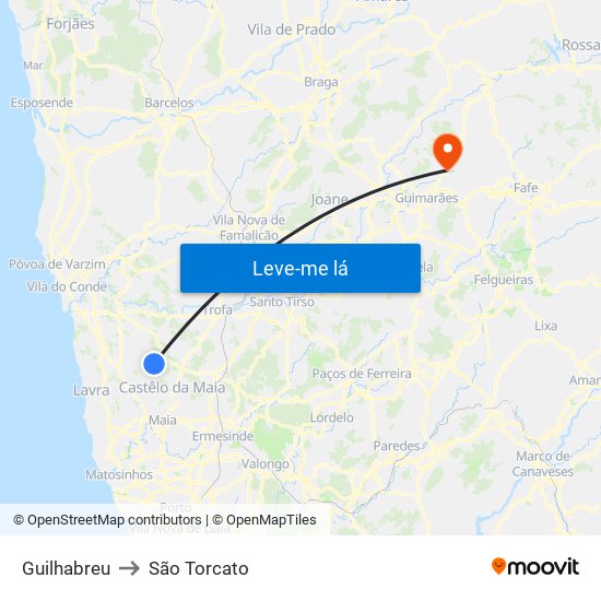 Guilhabreu to São Torcato map