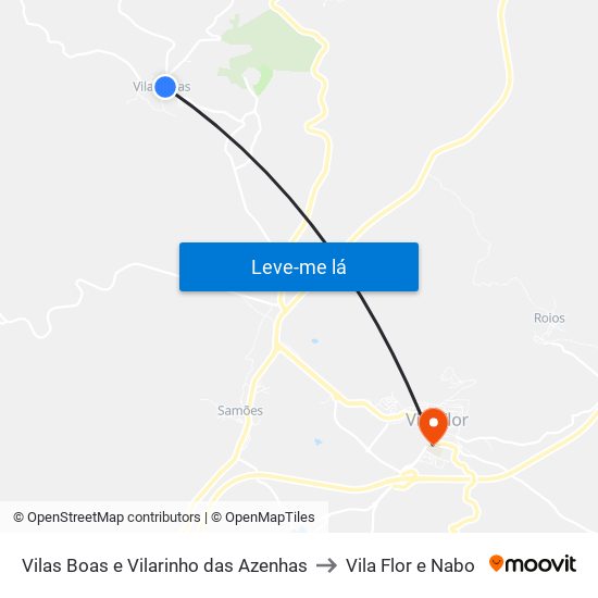 Vilas Boas e Vilarinho das Azenhas to Vila Flor e Nabo map