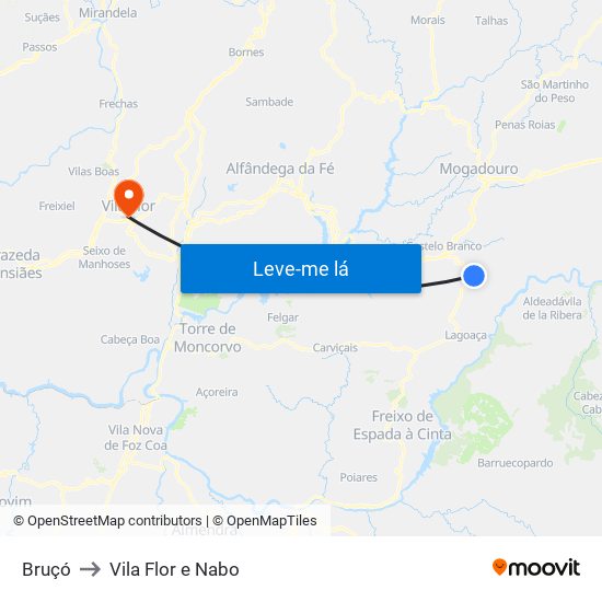 Bruçó to Vila Flor e Nabo map