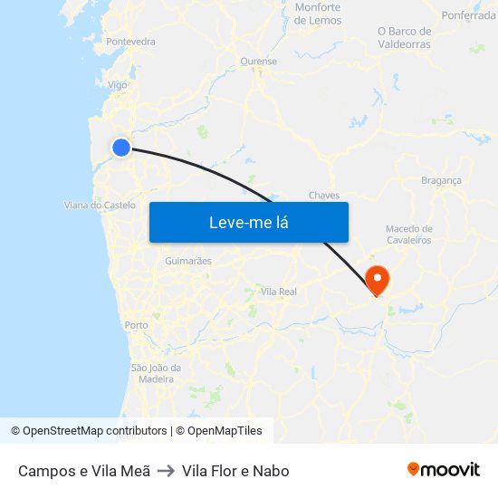 Campos e Vila Meã to Vila Flor e Nabo map