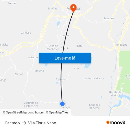 Castedo to Vila Flor e Nabo map