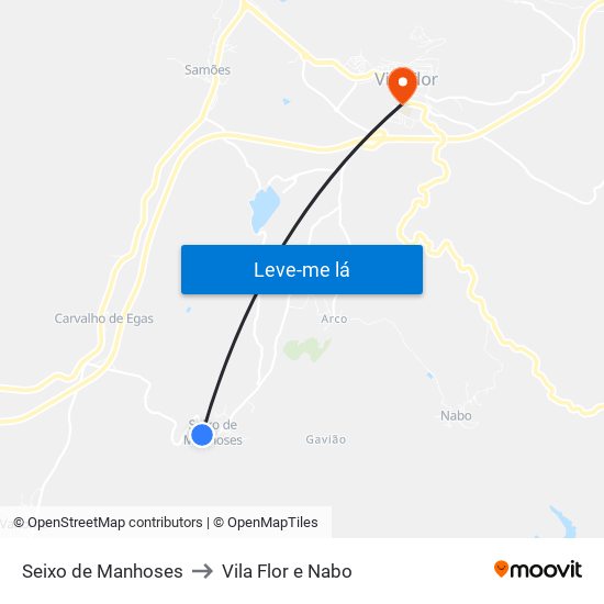 Seixo de Manhoses to Vila Flor e Nabo map