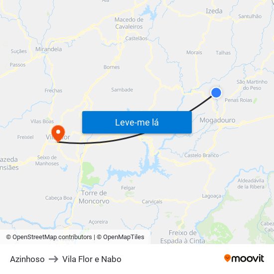 Azinhoso to Vila Flor e Nabo map