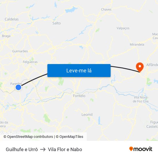 Guilhufe e Urrô to Vila Flor e Nabo map