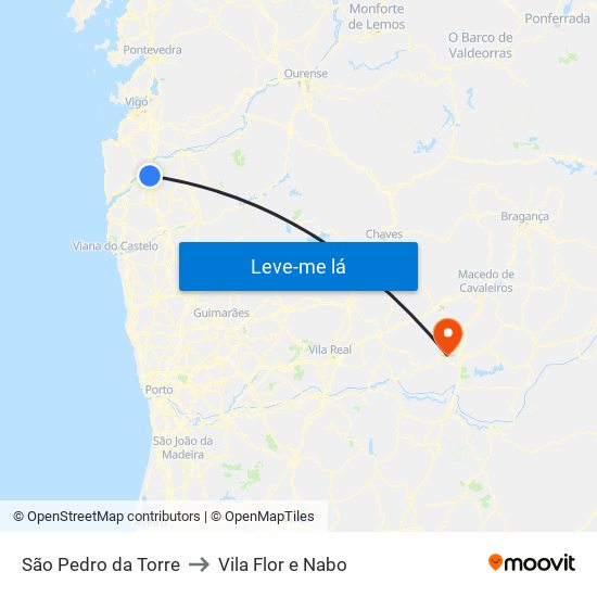 São Pedro da Torre to Vila Flor e Nabo map