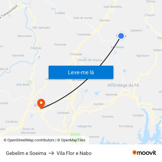 Gebelim e Soeima to Vila Flor e Nabo map
