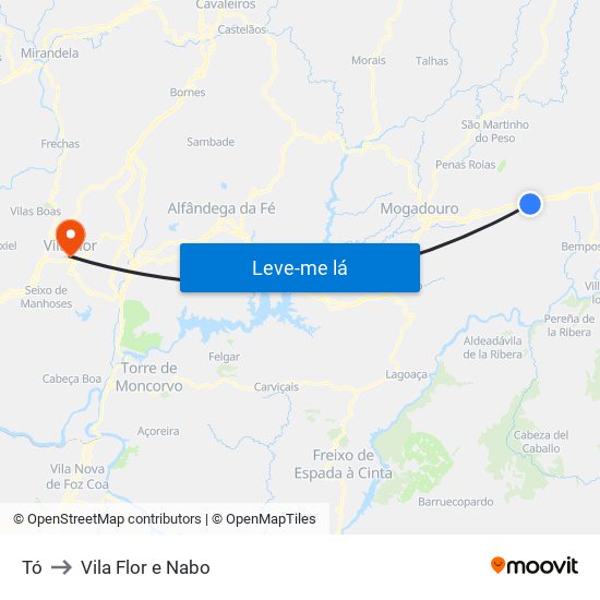 Tó to Vila Flor e Nabo map
