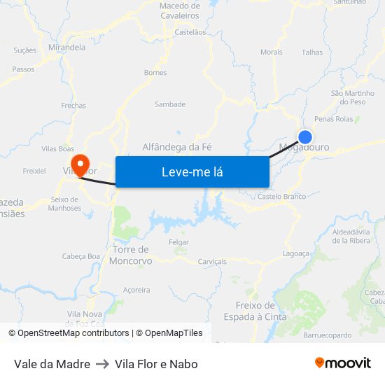 Vale da Madre to Vila Flor e Nabo map