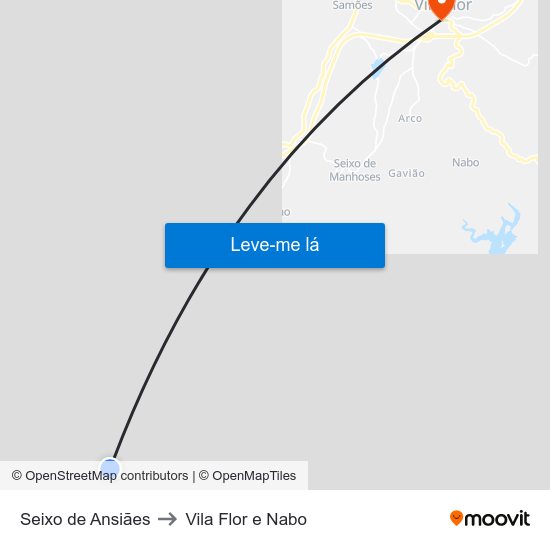 Seixo de Ansiães to Vila Flor e Nabo map
