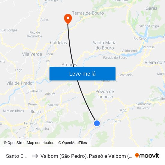 Santo Emilião to Valbom (São Pedro), Passô e Valbom (São Martinho) map