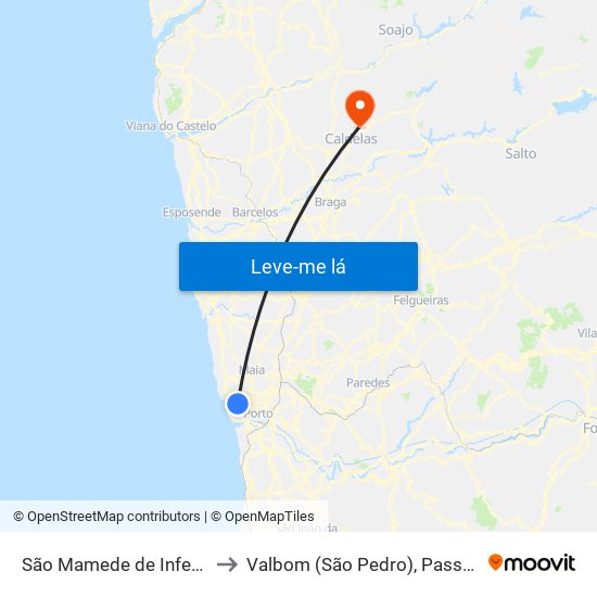 São Mamede de Infesta e Senhora da Hora to Valbom (São Pedro), Passô e Valbom (São Martinho) map