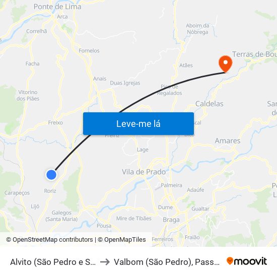 Alvito (São Pedro e São Martinho) e Couto to Valbom (São Pedro), Passô e Valbom (São Martinho) map