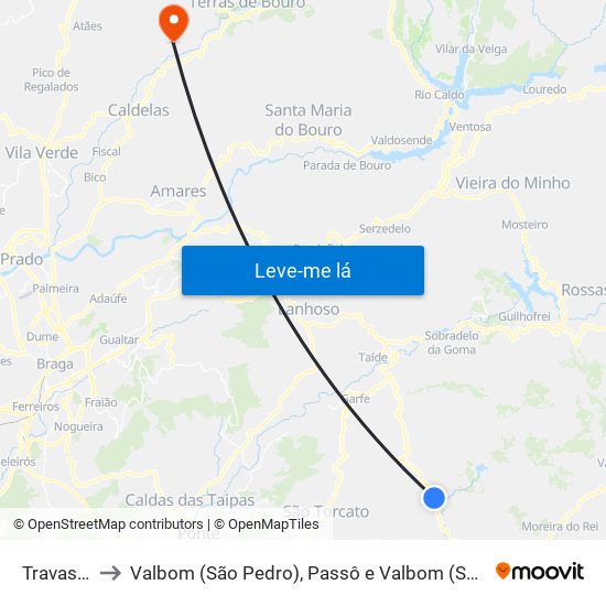 Travassós to Valbom (São Pedro), Passô e Valbom (São Martinho) map