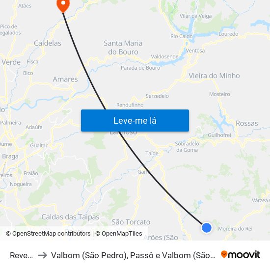 Revelhe to Valbom (São Pedro), Passô e Valbom (São Martinho) map