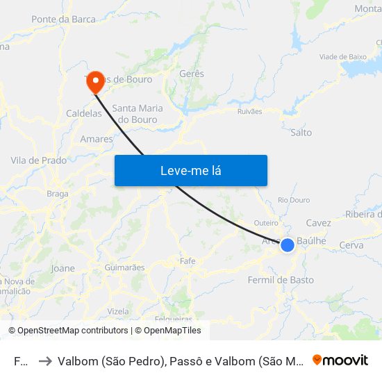 Faia to Valbom (São Pedro), Passô e Valbom (São Martinho) map