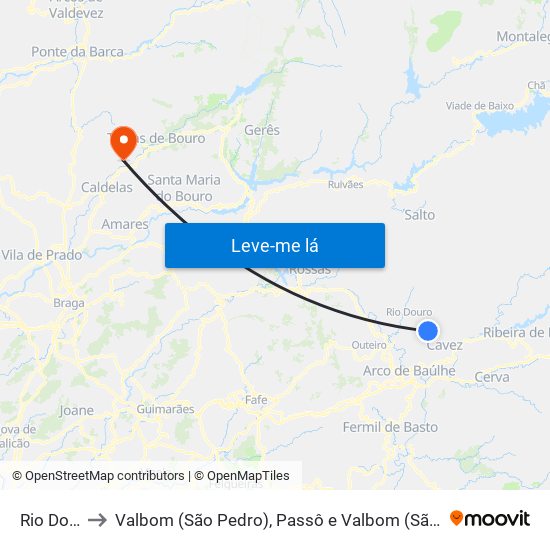 Rio Douro to Valbom (São Pedro), Passô e Valbom (São Martinho) map