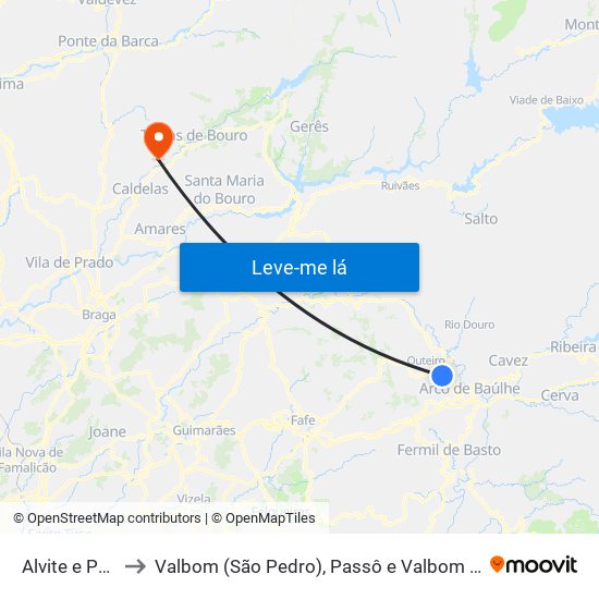 Alvite e Passos to Valbom (São Pedro), Passô e Valbom (São Martinho) map