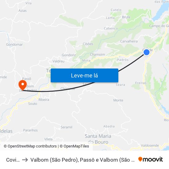 Covide to Valbom (São Pedro), Passô e Valbom (São Martinho) map