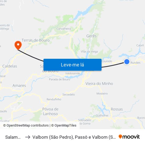 Salamonde to Valbom (São Pedro), Passô e Valbom (São Martinho) map