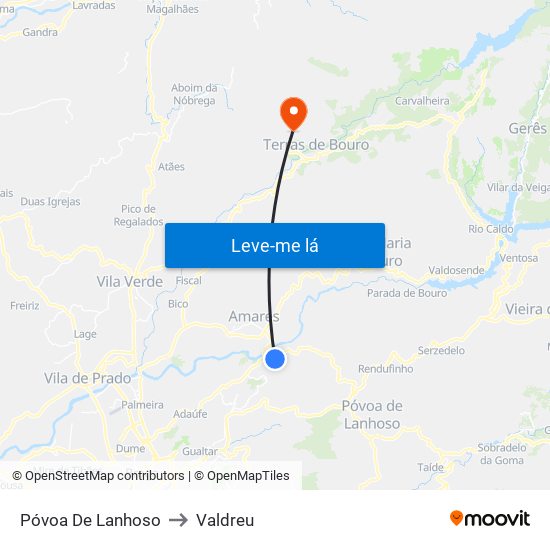 Póvoa De Lanhoso to Valdreu map