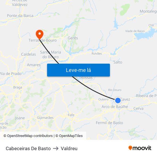 Cabeceiras De Basto to Valdreu map