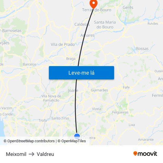 Meixomil to Valdreu map