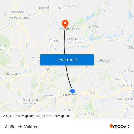 Aldão to Valdreu map
