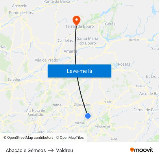 Abação e Gémeos to Valdreu map