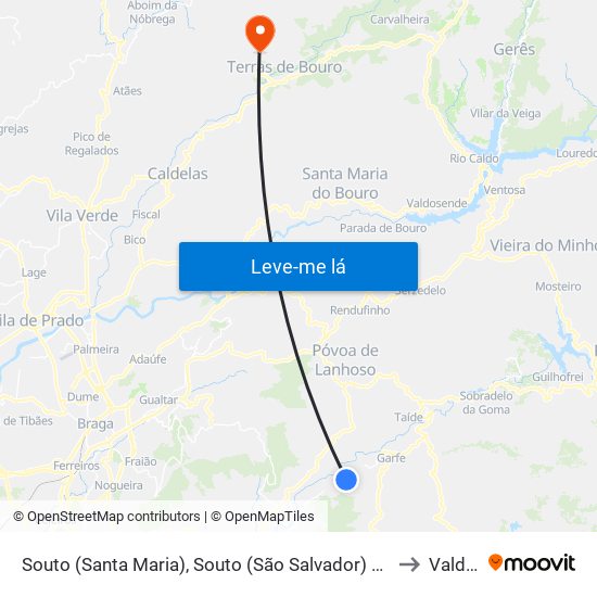 Souto (Santa Maria), Souto (São Salvador) e Gondomar to Valdreu map