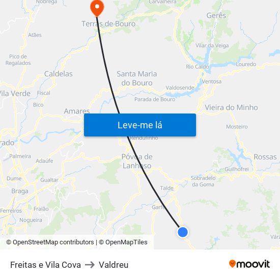 Freitas e Vila Cova to Valdreu map