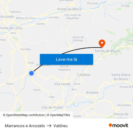 Marrancos e Arcozelo to Valdreu map