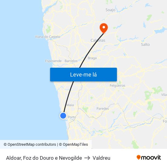 Aldoar, Foz do Douro e Nevogilde to Valdreu map