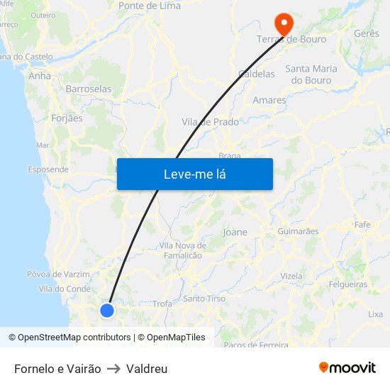 Fornelo e Vairão to Valdreu map