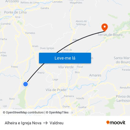 Alheira e Igreja Nova to Valdreu map