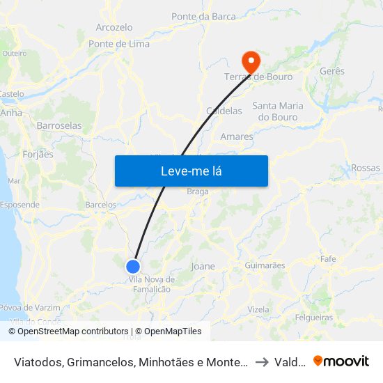 Viatodos, Grimancelos, Minhotães e Monte de Fralães to Valdreu map