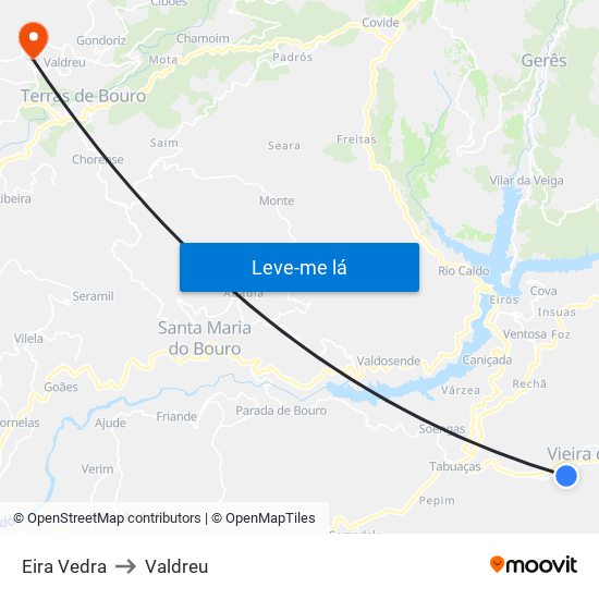 Eira Vedra to Valdreu map