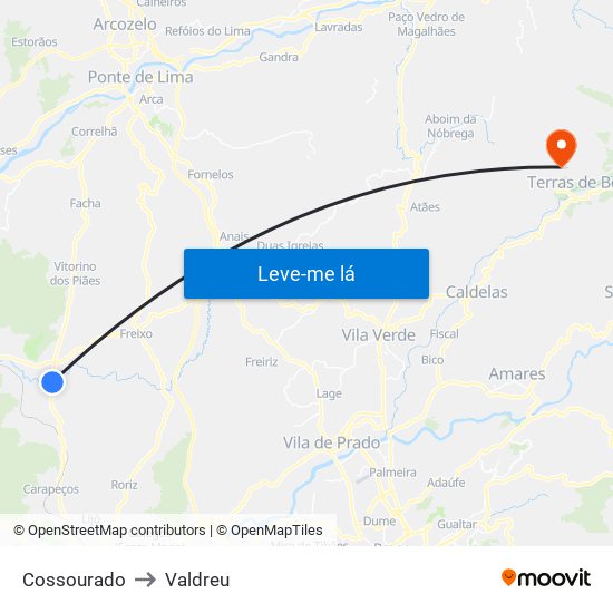 Cossourado to Valdreu map