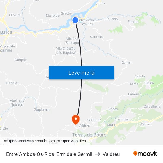 Entre Ambos-Os-Rios, Ermida e Germil to Valdreu map