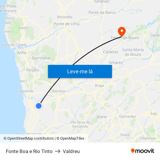 Fonte Boa e Rio Tinto to Valdreu map