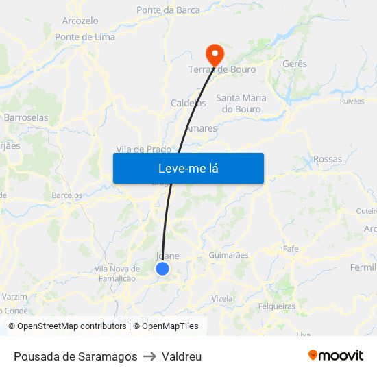 Pousada de Saramagos to Valdreu map