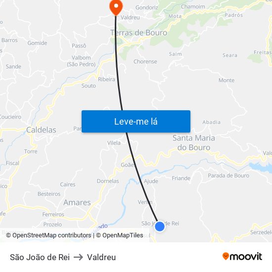 São João de Rei to Valdreu map