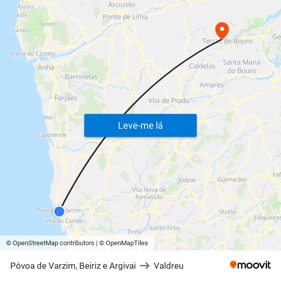 Póvoa de Varzim, Beiriz e Argivai to Valdreu map