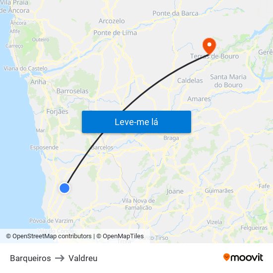 Barqueiros to Valdreu map